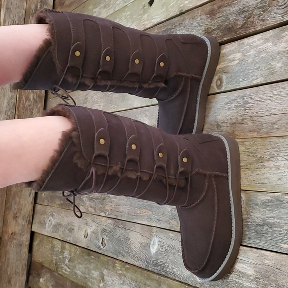 *LAST PAIR* Aussie Marino 5M Tasman Australian wool high calf lace up boot #1167 - Picture 2 of 6